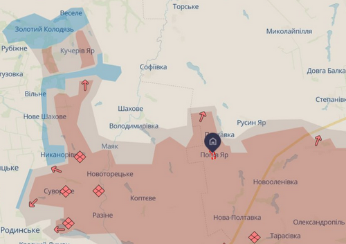 Російська армія РФ окупувала Попів Яр на Донеччині - ОСУВ Дніпро 